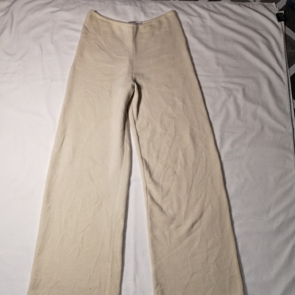Salvatore Ferragamo Beige Wide-Leg Pants